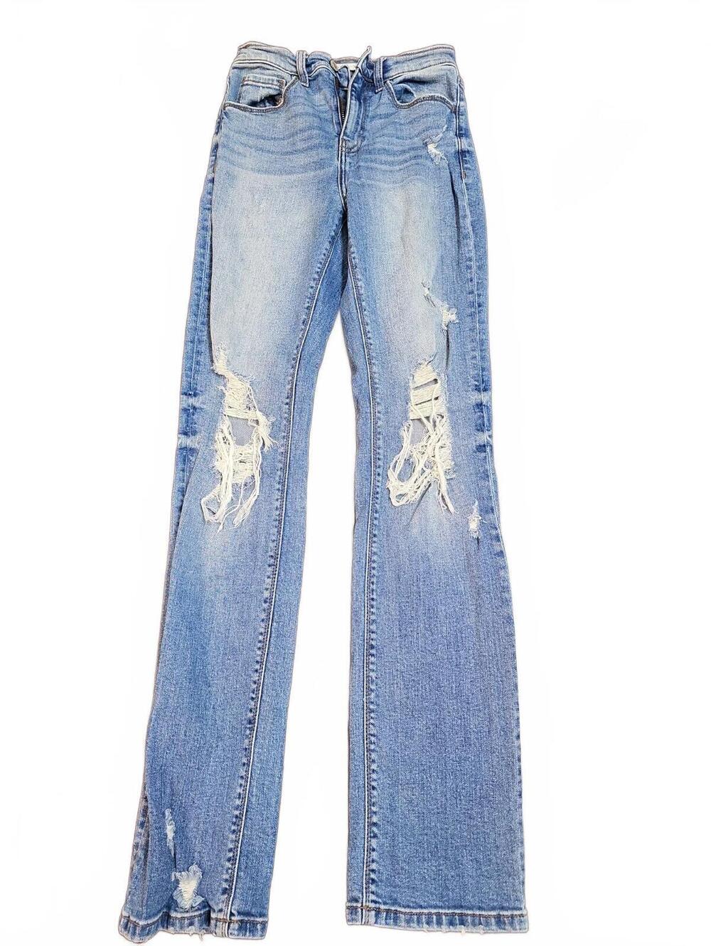 Willow & Root Buckle Jeans Size 24 Distressed The Rise Up Blue Denim Stretch